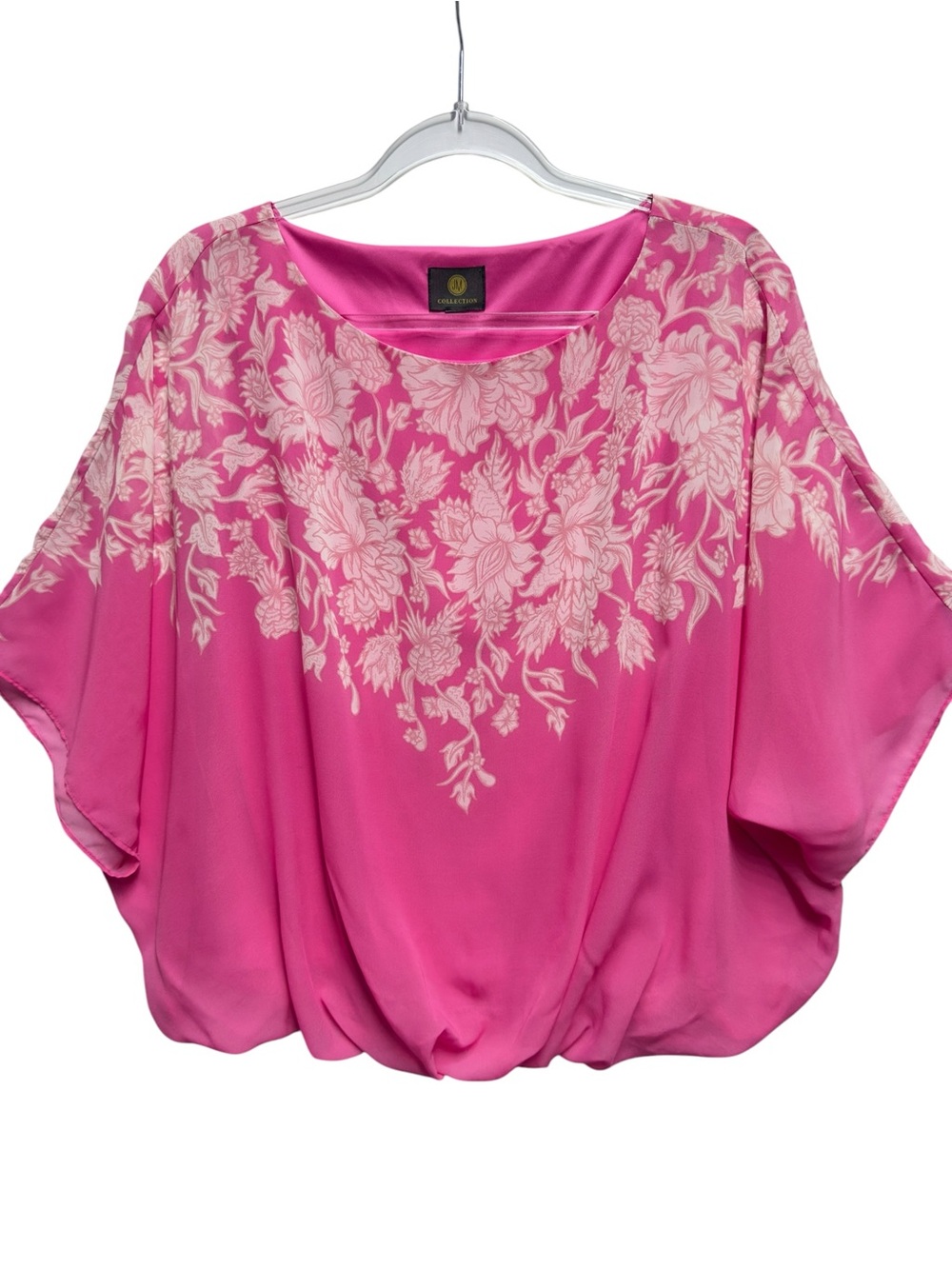 Silky Chiffon Knit Drape Floral Garden Vines Poncho Blouse Top
